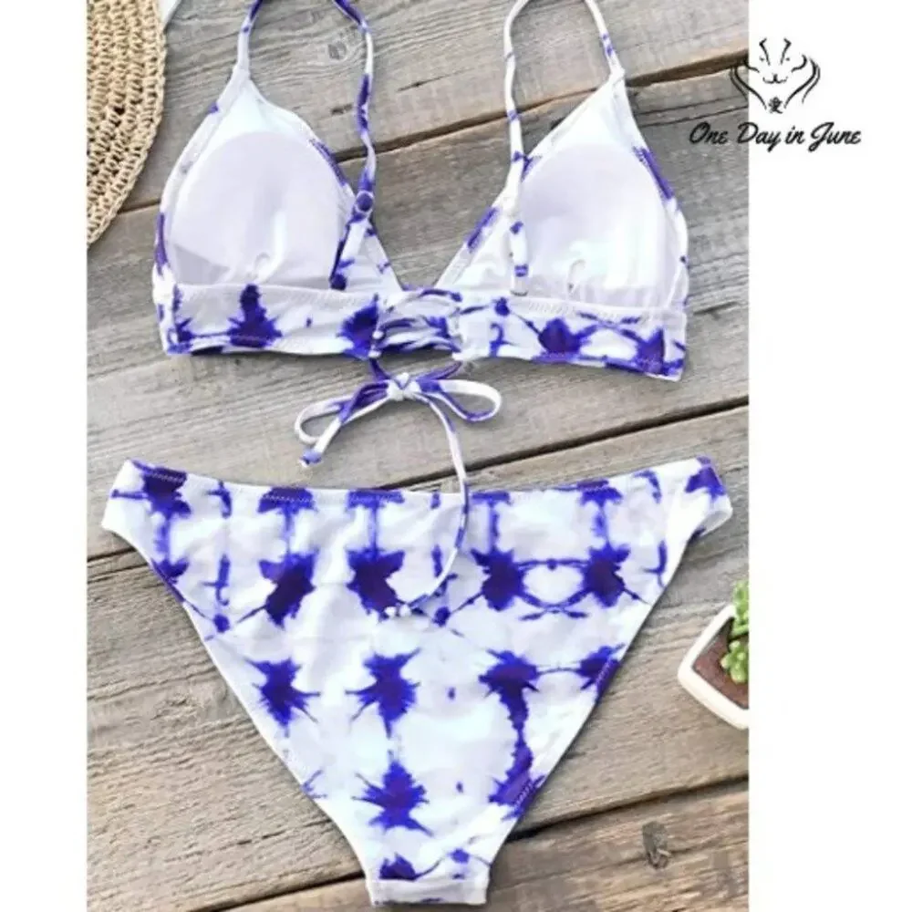 CUPSHE Cosy Bay Lace Up Back Adjustable Bikini Size M - Picture 2 of 3